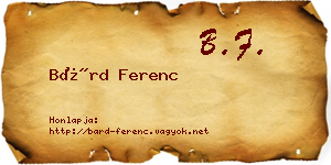Bárd Ferenc névjegykártya